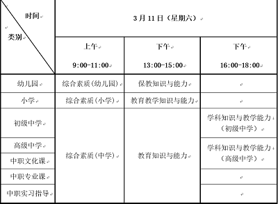 天津2023年上半年教師資格考試（筆試）筆試考試日期 具體時(shí)間安排